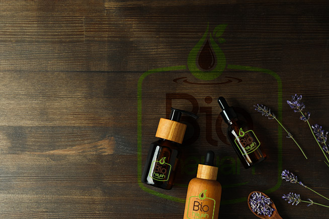 bottles on wooden surface branded with biohayah logo